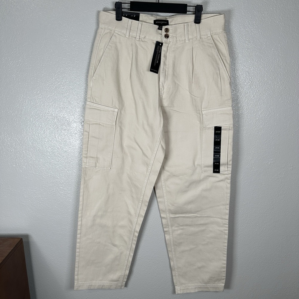 NEW Banana Republic Pants Womens 29/8 Lou Ultra‎ High Rise Cargo Pockets Cream